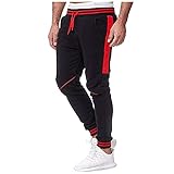 LUNULE Herren Jogginghose Stylische Streifen Jogging Pants Jogging Gym Fitness Sporthose für Männer Lange Stretch Trainingshose Herren Sport Jogger Fitnesshose Trekkinghose mit Drawstrings und T