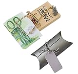 Geldgeschenk Mausefalle, mit Geschenkschachtel, Anhänger und Garn 4-teiliges Set, Geschenkidee für jeden Anlass, Größe Mausefalle 10x5cm, Geschenkverpackung Größe: 17,5 x 9,5