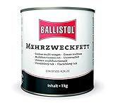 Ballistol 25351 Mehrzweckfett 1kg Eimer Wasserbeständiges Universalfett Gleitlager-Abdichtung, KFZ-Schmierung transparent 1 kg