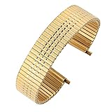 ZHANGXXX Ehrenhaftes Gold Edelstahl Uhrenarmband, Verschiedene Elastische Uhrenarmband Ohne Schnalle, Zartes Metall Ersatzarmb