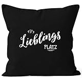 MoonWorks Kissenbezug Lieblingsplatz Geschenk Kissen-H?LLE Deko-Kissen 40x40 Baumwolle, Lieblingsplatz - Schwarz,