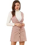 Allegra K Damen Valentinstag Overalls Hosenträger Plaid Hahnentritt Latzkleid - - X