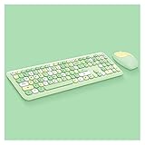 Mifty kabellose Tastatur Kleine frische Macaron Farbe drahtlose Tastatur und Maus Set mädchen reizende Schokolade stille unendliche Farbe Tastatur Office-Tastatur (Color : Green)