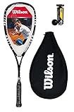 Wilson Hyper Hammer 120 PH Squashschläger + 3 Dunlop Squash Bälle - Schwarz + 3 Pro B