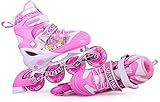 LDGF Inline Skates Verstellbare Rolle Einstellbare Größe Inline Skates Schuhe for Kinder Jungen-Mädchen- 4 Räder Kinder Roller Skating Sneakers Boots, 2 Farben Kompletter S