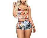 2 Stück Samt für Frauen mit Spaghettiträgern Bluse, ärmellos und Shorts Gr. XX-Large, A-Orang