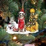 Christbaumschmuck Anhänger - Hund Weihnachten Anhänger Weihnachtsanhänger Deko Hänge Weihnachtsbaum Tannenschmuck Filz Holz Weihnachtsdeko Verzierung - Hängende Tags Dek