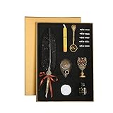 CAOLATOR Schreibfeder Set Schreibfeder Retro Siegel Dip Pen Kalligraphie Feder Dip Ersatzspitze Feather Pen Schreibfeder Vintage Feder Stift Tinte Set für Schreiben von Alt-Schrift-Schw