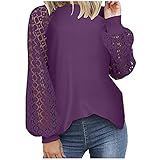 Alueeu Bluse Damen Elegant Spitze Langarm weiß Schwarz Lang Party Oberteile Frauen Spitze Elegant mit Spitze Schwarz Langarmshirt Top T Shirt Tunika Pullover Tuniken Pulli Vintage Tunika Damen Herb