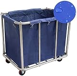GHCXY Bewegliche Wagen, Haushaltsservice Wäsche Wäsche Sortierkarren Groß Mit Rädern Und Schmutzigen Kleidung Tasche, Büroschule Schönheitssalon Utility Trolley, Einfache Montage/Blau/90 * 65 * 80