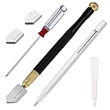 umorismo Professioneller Glasschneider Legierungsölschneider mit 3 Klingen Öltropfer und Schraubendreher 2 bis 20 mm für Glasfliesen Spiegel Genaue Schnitte Dickes Glasmosaik
