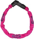 ABUS Kettenschloss Tresor 1385/75 Neon - Zahlenschloss aus gehärtetem Stahl - 6 mm starke Vierkantkette - ABUS-Sicherheitslevel 6 - 75 cm - Pink