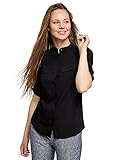 oodji Ultra Damen Viskose-Bluse mit Verstellbaren Ärmeln, Schwarz, DE 36 / EU 38 / S