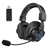 EasySMX 2.4G Wireless Gaming Headset, kabelloses Stereo Over-Ear-Gaming-Kopfhörer V07W mit Mikrofon, RGB und Lautstärkeregler, geeignet für PC/MAC/PS4/PS5