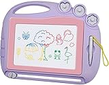 Zaubertafel Maltafel Magnettafel Reisegröße,Magnetische Zaubertafeln Kinder Bunt Zeichenbrett Pädagogische Magnettafel Spielzeug-Geschenk mit 3 Magnetische Stempel für Kinder 3 4 5 Geschenke(Lila)