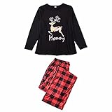 JJGS Familienpassende Pyjamas Sets Frauen & Männer Nachtwäsche Nachtwäsche Weihnachten PJs, Mädchen Jungen Langarm Tops Und Hosen Weihnachten Geschenke Red- Women M