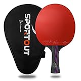 Sportout ITTF zugelassener Tischtennisschläger Profi, Professioneller Tischtennis Schläger, Schläger mit Tasche für Indoor & Outdoor Sp