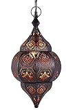 Orientalische Lampe Pendelleuchte Schwarz Layan 40cm E14 Lampenfassung | Marokkanische Design Hängeleuchte Leuchte aus Marokko | Orient Lampen für Wohnzimmer Küche oder Hängend über den E