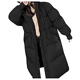 AFFGEQA Daunenjacke Steppjacke Damen Kapuzen Mantel Winter Dicke Warme lange Jacke Wattierte Übergangsjacke Bomberjacke Stehkragen mit Kapuze Sportjacke Leichte O