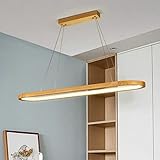 Zi Yang Pendelleuchte Esstisch Büro Holzlampe Moderne Holz Pendellampe 41W Dimmbar mit Fernbedienung Acryl Hängeleuchte für Hängelampe Esszimmerlampe Arbeitszimmer Wohnzimmer Kronleuchte L:90CM