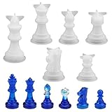 Schach Silikonform,6Pcs 3D Checkers Harzform International Drafts Stück Schachharzform Silikon Epoxidharz Gussform Handgefertigtes Schachspiel Silikonharz Kit Clay Crafting DIY C