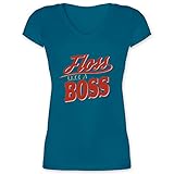 Nerd Geschenke - Floss Like a boss - M - Türkis - Geschenk - XO1525 - Damen T-Shirt mit V
