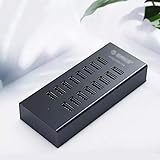 HXHLZY 16 Port USB2.0 Hub mit 12V2A Netzteil 3.3FT/1M Datenkabel für MacBook Air Laptop-PC-Tab