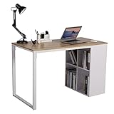 WOLTU® Schreibtisch TSG26hei Computertisch Bürotisch Arbeitstisch PC Laptop Tisch, in Melamin, mit 4 Ablageflächen, Gestell aus Stahl, 120x60x75cm(BxTxH), Holz, Hell E