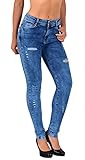 ESRA Damen Jeans Jeanshose Damen Skinny High Waist Hochbund Stretch Hose bis Übergröße S700