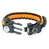 X-xyA Notfall Paracord Armband, Einschließlich Feuerstein, Pfeife, Kompass, Thermometer, LED-Licht, Ist Das Beste Feld Survival-Kit Camping/Angeln,Orang