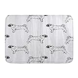 Fußmatten, handgezeichnete Möpse Modern Fashion Dog, Küchenboden Badteppichmatte Saugfähig Innen Badezimmer Dekor Fuß