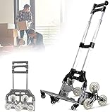 AACXRCR Aluminiumlegierung Trolley Treppe Klettern, Multi-Position-Treppe Kletterwagen Handwagen mit 6 Gummirädern für Gepäck, Reisen, Bewegung, Tragfähigkeit: 75 kg