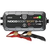 NOCO Boost Sport GB20 500A 12V UltraSafe Starthilfe Powerbank, Tragbare Auto Batterie Booster, Starthilfekabel und Überbrückungskabel für bis zu 4-Liter B