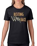 Comedy Shirts - Resting Witch face - Damen T-Shirt - Schwarz/Hellbraun-Beige Gr. XS