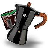 QFeelzz – hochwertiger Espressokocher - Aluminium [6 Tassen] – Klassischer Mokkakocher inkl. Ersatzmaterialien - Schw