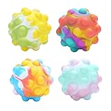 Cettkowns 3D-Fidget-Anti-Druck-Push-Blasen, Silikonball, Stressabbau, Popper, Hüpfball, Dekompression, sensorisches Spielzeug für Kinder und Erwachsene, 4 Stück