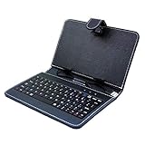 Gobutevphver Keyboard1 PC-Schutzhülle Leichte Universal-Tastatur-Leder-Schutzhülle Tablet-Hülle Zubehör Mit Tastatur-Set Für Tablet-PC - Schwarz 10,1 Z