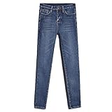 Fit Denim Jeans New Women Solid Color Jeans Erwachsene High Waist Fleece Lined Jeggings mit Taschen, hellblau,