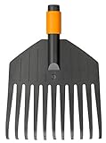 Fiskars Laubbesen, Werkzeugkopf, Klein, 11 Zinken, Breite: 21,3 cm, Kunststoff-Zinken, Schwarz/Orange, QuikFit, 1000659