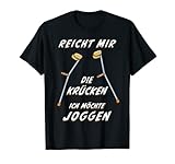 Optimismus Krücken Gehhilfe Gehbehindert Patient Joggen T-S