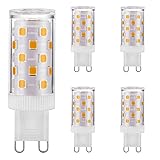G9 LED Glühbirnen Dimmbar Kein Flackern 4W Entspricht 25W 28W 33W Halogenbirnen, Warmweiß 3000K, G9 Sockel Energiesparende LED Lampe, AC 220-240V, 5er Pack