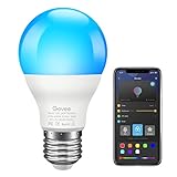 Govee Smart LED Lampe A19 E27 7W Dimmbare RGBWW Glühbirne mit App-Steuerung via Bluetooth, Warmweiß (2700K) Kaltweiß (6500K), Mehrfarbige L