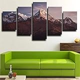 HHGJJ Kunstdrucke 5 Teilig Bilder Leinwand leinwandbilder 5 teilig Wohnzimmer Dekoration 5 Teilig Wanddekoration Berglandschaft Himalaya-Gebirge Bild Bilder auf Leinwand 5 teilig Poster wandbild XXL