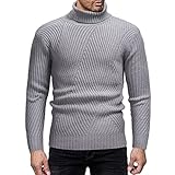 QWERD Herren Rollkragenpullover Grobstrick Pullover Einfarbig Strickpullover Rollkragen Männer Grob Strick Winterpullover Pulli Herren Turtleneck Warmer Rollkragenpullover Herbst Baumwolle Sw