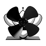 Herdlüfter Holzbrenner-Ventilator, schwarzer Kamin 4 Klingen Wärmebetriebene Herd-Fan-Protokoll Holzbrenner Eco-Fan ruhig Home Kamin-Lüfter Effiziente Wärmeverteilung (Color : Black)