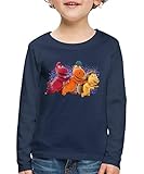 Spreadshirt Der Kleine Drache Kokosnuss Matilda Oskar Polonaise Kinder Premium Langarmshirt, 98-104, Navy