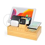 CXPL Wireless Charger Stand, 5 in 1 Wireless Schnellladestation, Multifunktionale Holzladestation für mehrere Geräte, Qi-zertifiziertes L