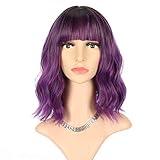 FAELBATY Perücke mit Pony, kurzer Bob, synthetisch, Cosplay-Perücke für Damen, Kostüm-Perücke, 30,5 cm, Ombré-Dunk