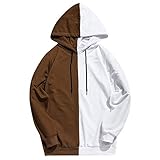 Poryu Herren Pullover Tops Shirt Casual Patchwork Slim Fit Hoodie Outwear Bluse Sweatshirt Schwarz-WeißEr Patchwork Pullover FüR Herren Basic Tunika Top