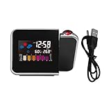 Dswe Tragbare Projektion Digitales Wetter LCD Snooze Wecker Farbdisplay mit LED-Hintergrundbeleuchtung Temperatur-Feuchtigkeits-T